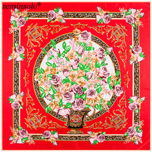 100% Silk Luxury Brand Scarves For Women 2019 Fashion Large Square Scarves Shawls Bandana Floral Printed Twill Silk Scarf Hijab 2024 - buy cheap