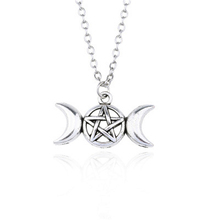 Vintage Trendy Jewelry Triple Moon Goddess Wicca Pentagram Magic Amulet Talisman Men Pendant Moon Necklace Women Tibetan Collier 2024 - buy cheap