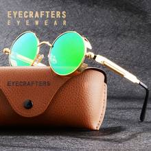 Gold Green Mirrored Polarized Round Sunglasses Mens Gothic Steampunk Sunglasses Womens Fashion Retro Vintage Polaroid Eyewear 2024 - buy cheap
