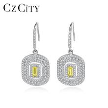 CZCITY Luxury Big Citrine Gemstone Drop Earrings for Women Wedding Engagement Fine Jewelry 925 Sterling Silver Pendientes SE0368 2024 - buy cheap