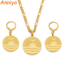 Anniyo kiribati bandeira pingente colares brincos para mulheres meninas cor do ouro conjuntos de jóias de aço inoxidável kiribati presente #076321 @ 2024 - compre barato