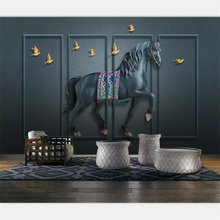 beibehang Wallpaper custom large-scale high-end 3d embossed horse screen new Chinese style wall wallpapers for living room 2024 - buy cheap