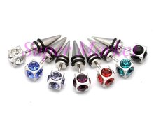 CRYSTAL Fully Earring Stud 7colors 6mm Fashion Jewelry Ear Ring 316L STAINLESS Steel Black O Ring Promotional Gift 2024 - buy cheap