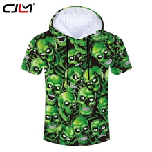 CJLM Polyester Hooded Tshirt Man Hip Hop Green Skulls Tee Shirt 3D Printed Punk Rock Chinese Style Free Shipping T-shirt 2024 - buy cheap