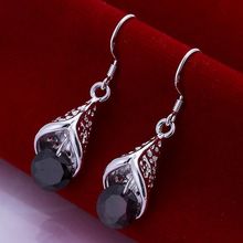 Brinco feminino banhado a prata 925, joias de moda para mulheres, brincos de cone de pedra roxa embutida/guia qskfaqdf 2024 - compre barato