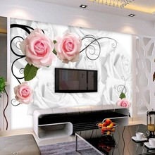 Beibehang papéis de parede personalizados 3d estéreo rosa trench sala de estar tv fundo relevo quarto foto mural papel de parede 2024 - compre barato