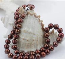 Hermoso collar de perlas de chocolate natural AAA de 10-11mm, 18 pulgadas 2024 - compra barato