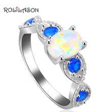 Nobby Blue Zircon Rings for Women Birthday Gifts White Fire Opal silver plated Fashion Jewelry Rings USA size #6#7#8#9 OR771 2024 - buy cheap
