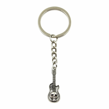 New Fashion Men High Quality Car Keychain DIY Metal Holder Chain Silver Color Guitar Skull Pendant For Gift 2024 - buy cheap