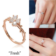 Lucky clover leaf ring cobre zircônia cúbica rosa cor de ouro anéis de folha de oliva 2018 design na moda alta qualidade aneis feminino 2024 - compre barato