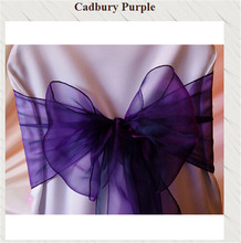 100pcs cadbury purple Banquet Chair Sash for Weddings organza for Wedding Sashes Chair Bow 2024 - buy cheap