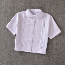 Super Cute ! Schoolgirl Peter Pan collar short-sleeve White shirt " Hem folds organ pleated " 2024 - buy cheap