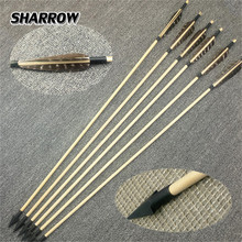 10pcs 33 inch Wooden Arrows Traditional Broadheads Arrow Shaft With Snowbird Natural Feathers Shooting Archery Accessories 2024 - buy cheap