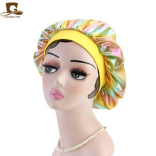 New Luxury laser elastic wide band bonnet Satin Bonnet Cap comfortable night sleep hat hair loss cap turbante hair accessories 2024 - buy cheap