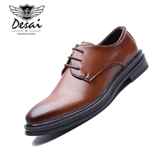 DESAI Fashion Pointed Men's Casual Shoes Business Simple and Comfortable Genuine Leather Shoes Man Party Dress Shoes 2024 - buy cheap