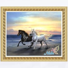 Животные лошадь кристаллы 5d Сделай Сам Вышивка бисером 038BB-круглая Алмазная вышивка крестиком Алмазная мозаика картина 2024 - купить недорого
