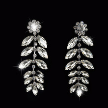 Модные роскошные длинные висячие серьги YFJEWE с листьями для женщин, серьги с австрийскими кристаллами, эффектные серьги, ювелирные изделия # E105 2024 - купить недорого