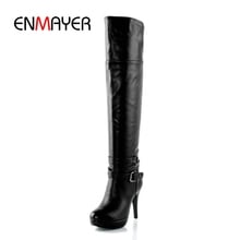 ENMAYER New Fashion  Women Boots Over-the-Knee boots for women round toe high heel buckle  boots Big size 34-43 ZYL620 2024 - compra barato