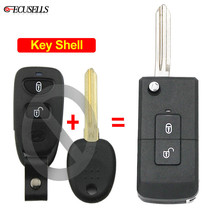 Folding Flip 2 Button Remote Smart Car Key Shell Case Housing Cover Fob For Hyundai Santa Fe with Battery Holder and Uncut Blade 2024 - compre barato