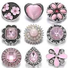 Botões de pressão de metal com strass e rosa, joias com 6 tamanhos, 18mm 2024 - compre barato