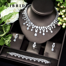 HIBRIDE Dubai 4pcs Bridal Zirconia Jewelry Sets For Women Party, Luxury Nigeria CZ Crystal Wedding Jewelry Sets N-182 2024 - buy cheap