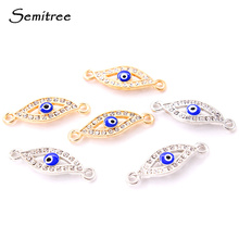 Semitree 10pcs/lot 27mm Rhinestone Blue Evil Eye Connector Charms for DIY Bracelets Necklace Jewelry Making Crafts Accessories 2024 - buy cheap