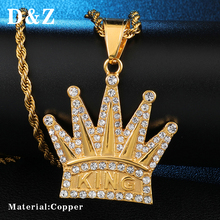 D & Z Colar de Hip Hop Masculino Bling Iced Out Zircon Colares Pingentes Para Homens Rapper Jóias Da Coroa do Rei 2024 - compre barato