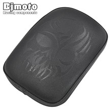 Bjmoto For Cruiser Chopper Custom motocross Accessories black Skull Rectangular Pillion 8 Suction Cup Passenger Pad Seat 2024 - buy cheap