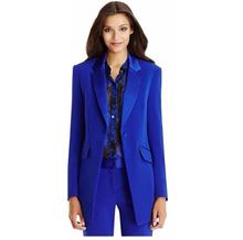 Blazer feminino básico com calça, jaqueta escritório elegante para mulheres terno feito sob medida de duas peças 2024 - compre barato