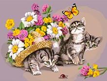 MaHuaf-X1132 three Kittens in flowers DIY oil painting paint by numbers Hand-painted canvas oil painting for home decor 2024 - buy cheap