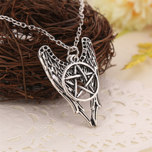 Supernatural Necklace Pentagram Pentacle Castiel Angel Wings Vintage Antique Silver Color Pendant Amulet Jewelry Men Wholesale 2024 - buy cheap