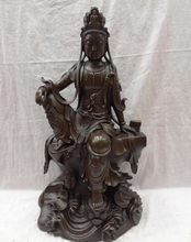 USPS to USA S1844 23" Chinese Pure Bronze Buddhism Pray Bless Kwan-Yin GuanYin Statue Buddha Joss 2024 - buy cheap