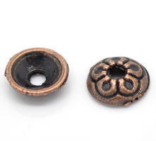 DoreenBeads Zinc metal alloy Beads Caps Round Antique Copper(Fits 6mm-8mm Beads)Flower Hollow Pattern 7mm(2/8")Dia,25 Pieces 2024 - купить недорого