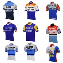 Camiseta de Ciclismo de manga corta, ropa de ciclismo de carreras, color rosa, azul y blanco, estilo retro francés, 10 unidades 2024 - compra barato