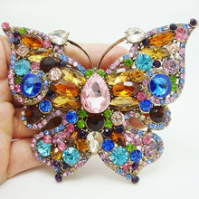 Luxurious Multi-color Butterfly Gold Tone Brooch Pin Rhinestone Crystal Woman Brooch 2024 - buy cheap