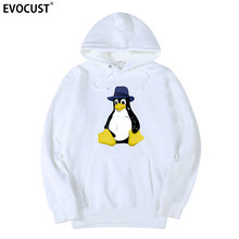 LINUX FEDORA-sudaderas con capucha para hombre y mujer, sombrero azul, pequeño pingüino, algodón peinado, unisex 2024 - compra barato
