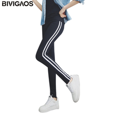 Bivigaos calças legging de algodão femininas, nova moda coreana, branca, justa, elástica, malhação, roupas para corrida 2024 - compre barato