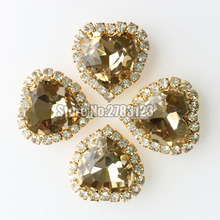 Gold bottom Light coffee 12mm 10pcs/20pcs heart AAA Glass Crystal buckle, sew on rhinestones use for diy/clothing accessories 2024 - buy cheap