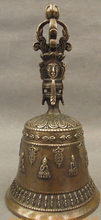 Free Shipping 7"Tibet Chinese Bronze Copper Buddhism BiXie Mahakala Buddha Head Bell Statue 2024 - buy cheap