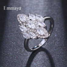 Женские Помолвочные кольца Emmaya, серебряного цвета с фианитом AAA, ювелирные кольца подарочные для вечеринок 2024 - купить недорого