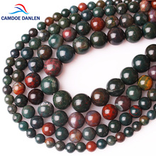 CAMDOE DANLEN Natural Bloodstone Heliotrope Round Loose Stone Beads 6 8 10 12 14MM Fit DIY Charms beads For Jewelry Making Parts 2024 - buy cheap