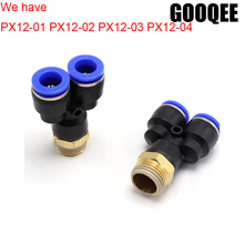 1pcs Y-Joint Pneumatic Air Hose Quick Fitting PX 12mm OD Tube 1/8" 1/4"3/8" 1/2" BSPT Male Thread 3Way Tee Compressor Connector 2024 - buy cheap