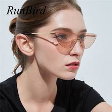 RunBird кошачий глаз солнцезащитные очки женские ретро маленькие кошачий глаз без оправы цельные солнцезащитные очки UV400 очки женские оттенки 5405 2024 - купить недорого