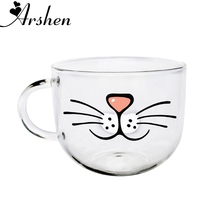 Arshen 500ml 4 Stly Glass Cups Heat Resisting Clear Handmade Crystal Mini Lovely Tea Coffee Milk Tea Round Drink Home Office Mug 2024 - buy cheap