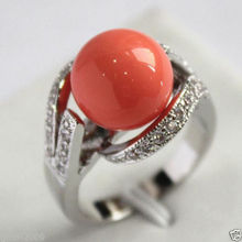 Free shipping >>>>>>12mm Real Coral Pink South Sea Shell Pearl Ring Size 6/7/8/9 AAA Grade 2024 - buy cheap