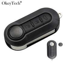 Okeytech, capa de chave do carro flip modificado remotamente, com 3 botões, para fiat 500, panda, punto, bravo, capa, lâmina sem cortes 2024 - compre barato