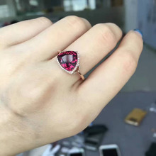 Natural red garnet stone Ring Natural gemstone Ring 18k rose gold diamond trendy Luxury  Triangle women's party fine Jewelry 2024 - buy cheap