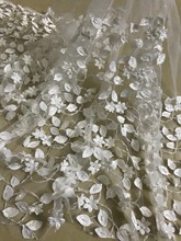 Latest 3d flower african guipure lace fabric with beads ZH-492  embroidery mesh nigerian tulle lace fabric 2024 - buy cheap