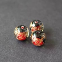 10Pcs/Lot  12mm 14mm Mamade  Lampwork Glass beads with gold line painting Red color  for jewelry making 2024 - buy cheap