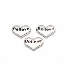 Hot Sale 20 pcs/lot Metal Believe Heart Silver Floating Charms For Living Glass Memory Lockets Necklace Bracelet DIY Jewelry 2024 - buy cheap
